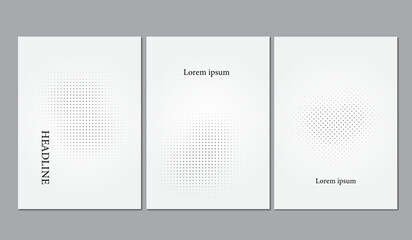 set of minimal abstract poster design. halftone art. vector