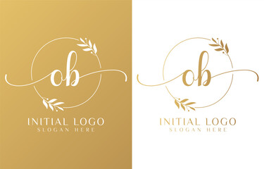 Letter OB Beauty Logo with Flourish Ornament