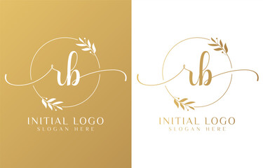 Letter RB Beauty Logo with Flourish Ornament