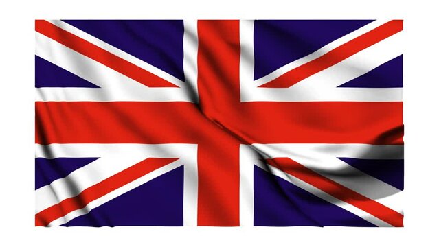 United Kingdom waving flag animation with alpha channel transparent white background