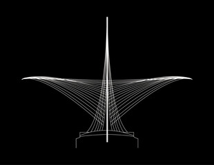 Santiago Calatrava • Quadracci Pavilion • Milwaukee, Wisconsin - Negative Version - obrazy, fototapety, plakaty