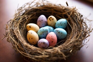 Naklejka na ściany i meble Easter eggs, nest. Generative AI
