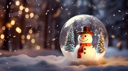 ball winter souvenir, Christmas decorations ball, Magical snow globe, globe decor, Christmas globe - obrazy, fototapety, plakaty