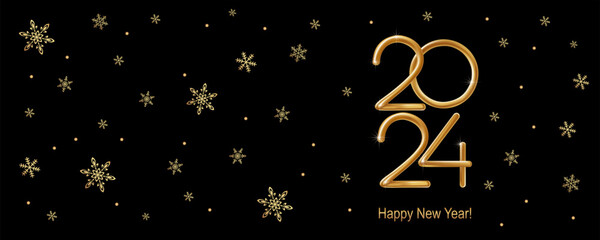 2024 Happy New Year hand lettering calligraphy. Vector holiday illustration element. Typographic element