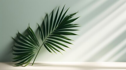 Palm Leaves Shadow on Light Background Creating. AI generated