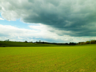 Green fields in Kashubia region - Northern Poland.