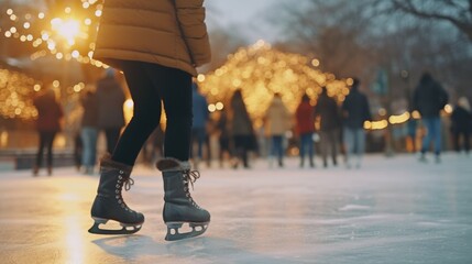 ice skating on a cold day generative ai - obrazy, fototapety, plakaty