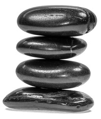 Empilement de galets noirs et brillants 