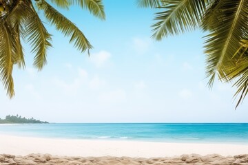 Fototapeta na wymiar Frame the summer beach view with coconut trees.