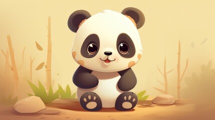 illustration of baby panda bear generative ai