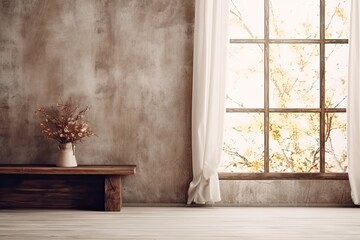 Empty Room Rustic Style Banner With Copy Space