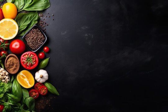 Salad Vegetables and Ingredients Banner With Copy Space