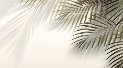 Fototapeta na wymiar Tranquil Palm Shades: Minimalist Realistic Style with Palm Leaves Shadow on Light Background. AI generated