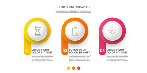 Vector template circle infographics. Modern business concept with 3 options and parts. Three steps for content, flowchart, timeline, levels - obrazy, fototapety, plakaty
