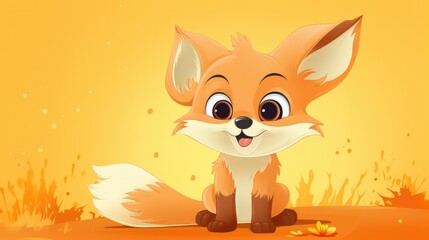 Fototapeta premium illustration of a beautiful baby fox generative ai
