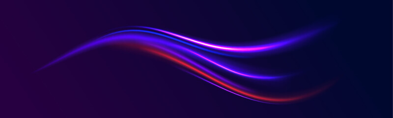 Racing cars dynamic flash effects city road with long exposure. Horizontal speed lines connection vector background. Abstract background rotational border lines. Futuristic dynamic motion technology. 