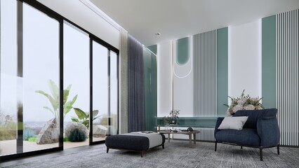 Light blue living room area with modern concept