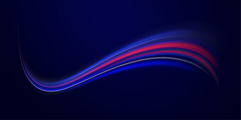 Big data traffic visualization, dynamic high speed data streaming traffic. Expressway, the effect of car headlights. Low-poly construction of fine lines. 