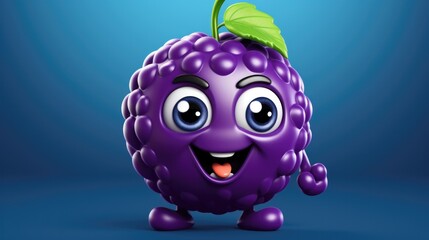 illustration of a smiling blackberry generative ai