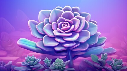illustration of succulents in unicolor background generative ai