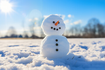 Fototapeta premium Snowman in Winter Wonderland. Generative Ai