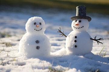 Snowman in Winter Wonderland. Generative Ai