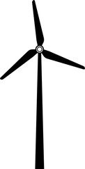 Windmill or wind turbine icon, black vector silhouette