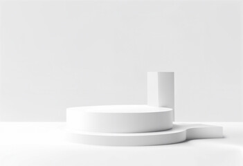 Podio futuristico bianco per presentazione prodotti III su sfondo bianco
