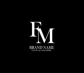 FM letter logo. Alphabet letters Initials Monogram logo. background with black