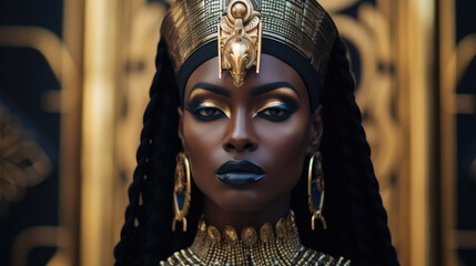 Black ancient egypt queen - obrazy, fototapety, plakaty