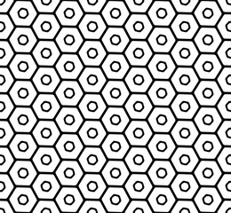 Seamless Geometric Black and White Hexagons Pattern.