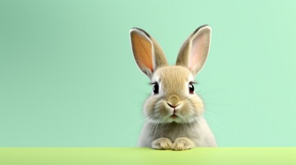 Obraz premium beautiful bunny with a unicolor background generative ai