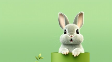 beautiful bunny with a unicolor background generative ai