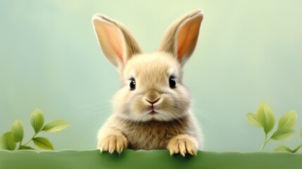 beautiful bunny with a unicolor background generative ai
