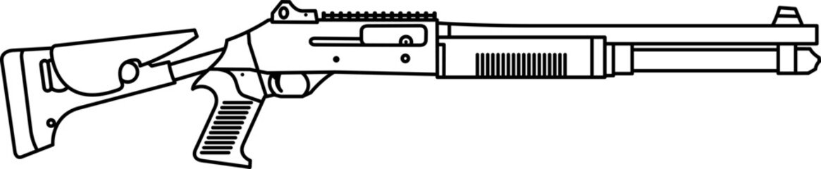 Benelli M4. firearm outline vector. military weapons
