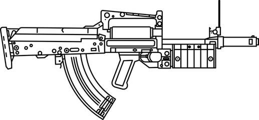 OTs-14 Groza. firearm outline vector. military weapons