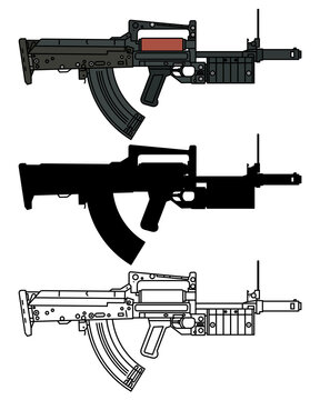 OTs-14 Groza. firearm vector. gun , soldier, shoot