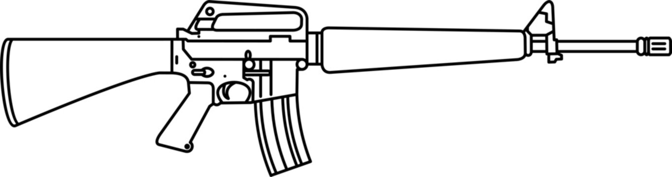 M16. firearm outline vector. military weapons