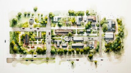 hand drawing of Urban planning sketch highlighting sustainable, Generative AI