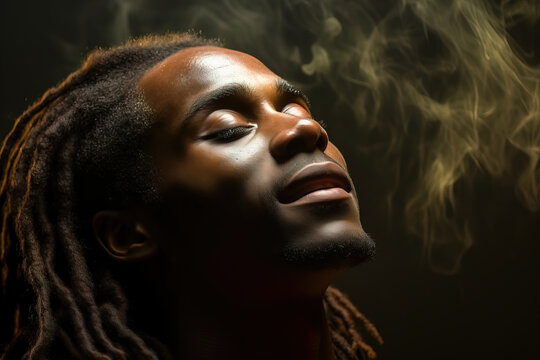 Mystical Afrocentric Portrait with Ambient Smoke