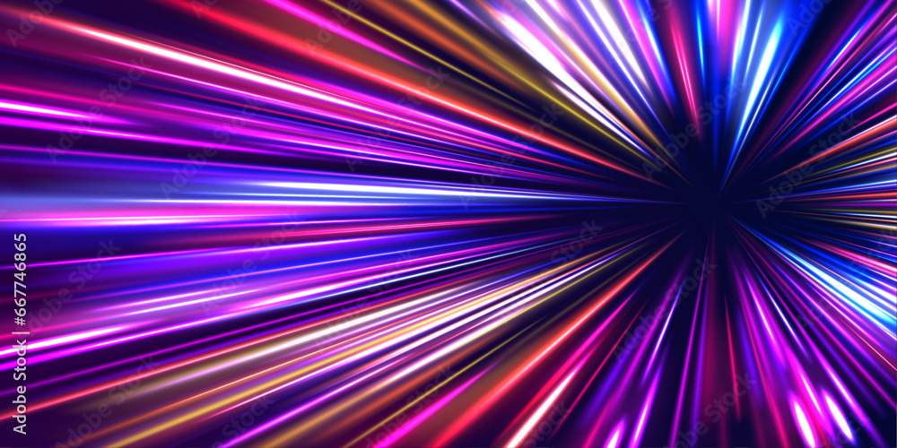 Poster lines in the shape of a comet against a dark background. illustration of high speed concept. motion 