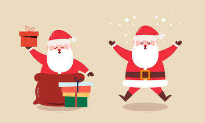 Hand Drawn Collection of Santa Claus for Christmas Holiday Character Illustration