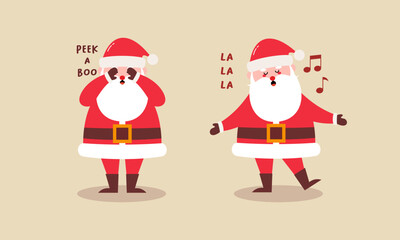 Hand Drawn Collection of Santa Claus for Christmas Holiday Character Illustration