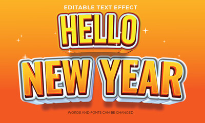 hello new year vector tect effect