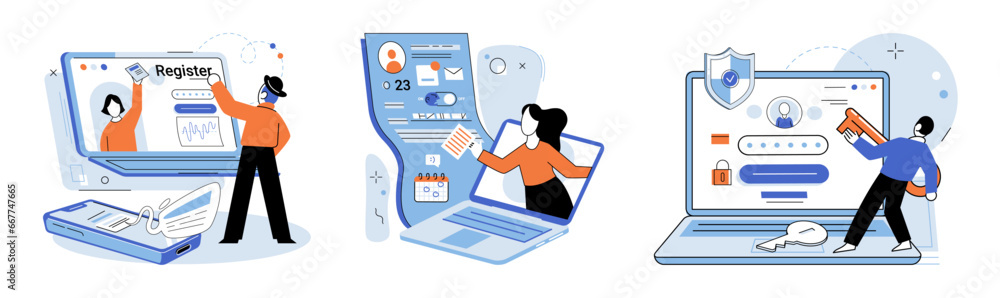 Poster account login. vector illustration. privacy measures safeguard user data during login procedure indi