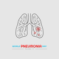World Pneumonia Day 12 November, minimalist poster design with a picture of the lungs
