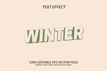 Winter Modern editable text effect vibrant modern color shiny. 3d editable vector eps text style effect