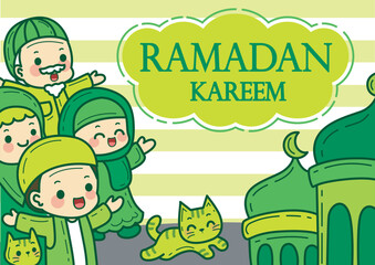 Card of Ramadan Kareem and Ramadan Mubarak