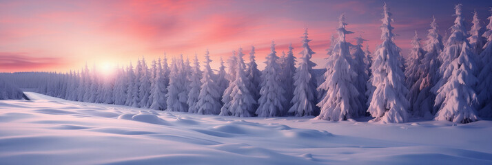 A majestic pine forest blanketed in a winter wonderland of snow
