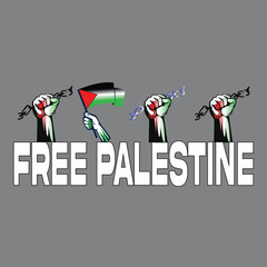 Free Palestine or stand with palestine revolutionary vector design